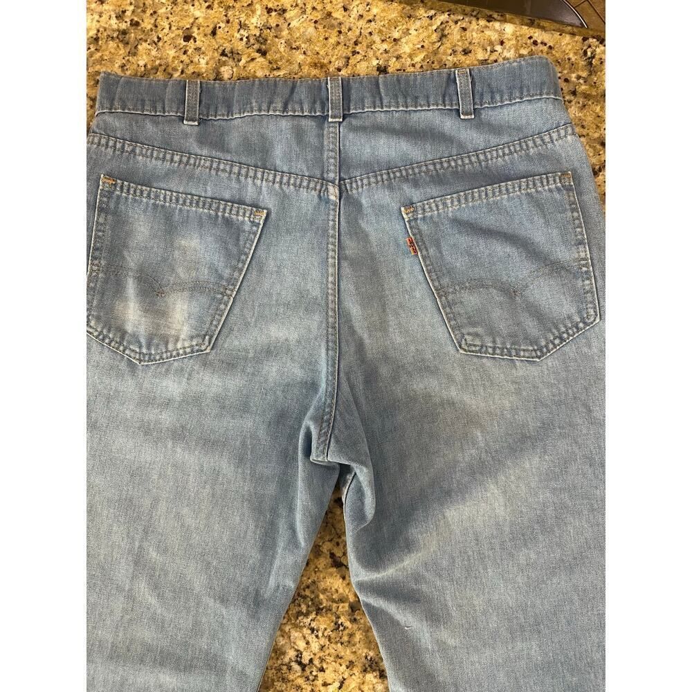 VINTAGE 70s Levi’s Orange Tab Bootcut Wide Leg Light Wash Denim Jeans Men 36x29 - Picture 9 of 16